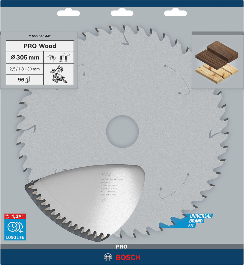 Stacionārā ripzāģa disks 305x30x96, kokam, Paneļzāģiem PRO WOOD RIPZĀĢA ASMENS, 2608640442, BOSCH