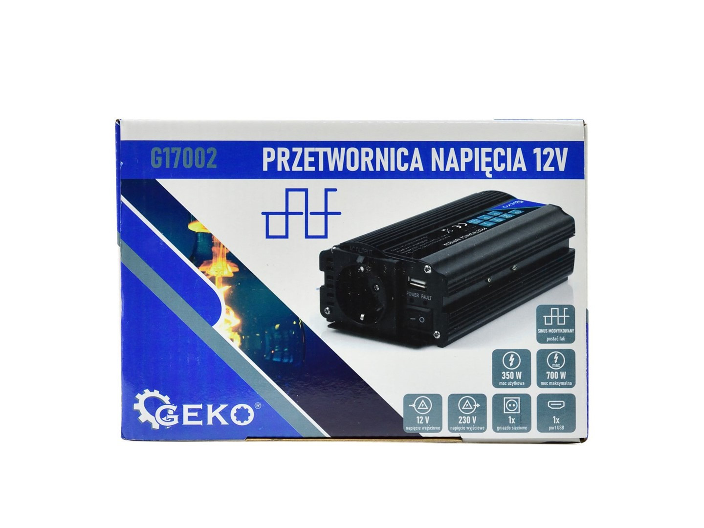 Sprieguma pārveidotājs 12V/230V, 350/700W, G17002 GEKO