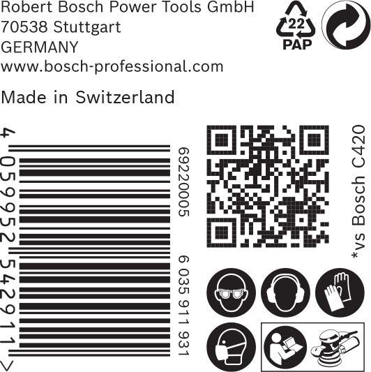 C470 smilšpapīrs 125 mm G120, 50 gab, Urbjmašīnām/skrūvgriežiem EXPERT C470 SMILŠPAPĪRS, 2608900954, BOSCH