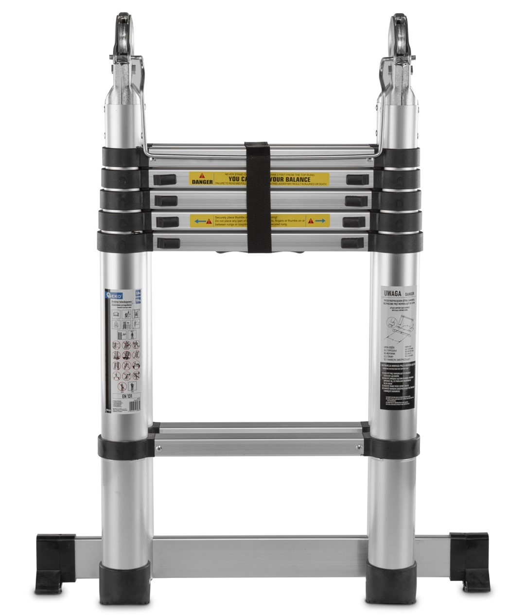 3.8m alumīnija teleskopiskās locāmās kāpnes, 150kg, G02448 GEKO