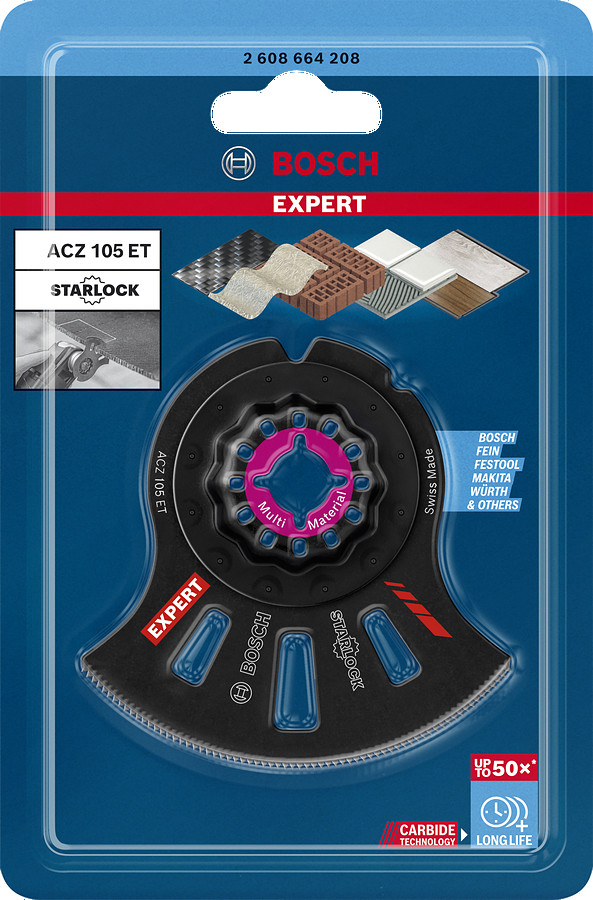 Starlock ACZ105ET 1 gab., Svārstību daudzfunkcionālajiem darbarīkiem EXPERT ACZ 105 ET MULTI MATERIAL SEGMENTVEIDA ZĀĢA ASMENS, 2608664208, BOSCH