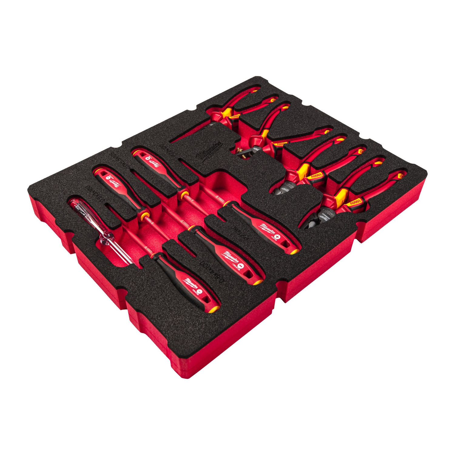 10 PACKOUT™ GAB. PACKOUT ATVILKTŅU ELEKTROMONTIERIEM PAREDZĒTS IZOLĒTS PUTU IELIKTŅU KOMPLEKTS, 10 PC PACKOUT DRAWER INSULATED ELECTRICIAN FOAM INSERT SET, 4932493637 MILWAUKEE