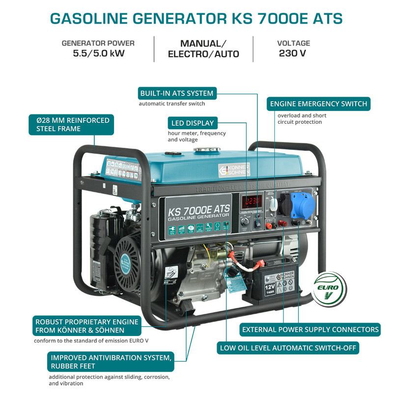 Benzīna ģenerators KS 7000E-ATS KONNER & SOHNEN