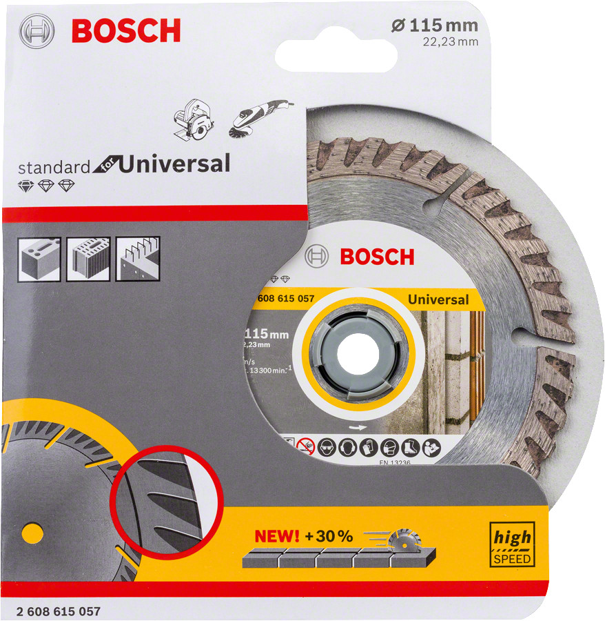 Dimanta grieš. disks * Universal 115x22.23 mm, Mazām leņķa slīpmašīnām PRO MULTI MATERIAL DIMANTA GRIEZĒJDISKS, 2608615057, BOSCH