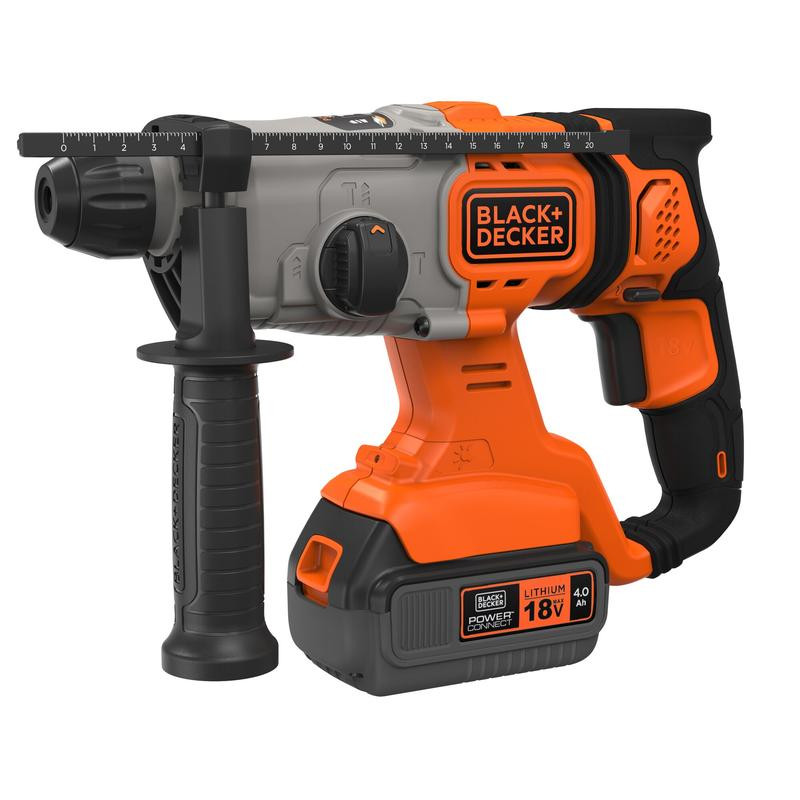 18V SDS+ Hammer Drill & 1x4.0Ah Batteries & 2amp Charger & Kit Box  BCD900M1K-QW BLACK DECKER