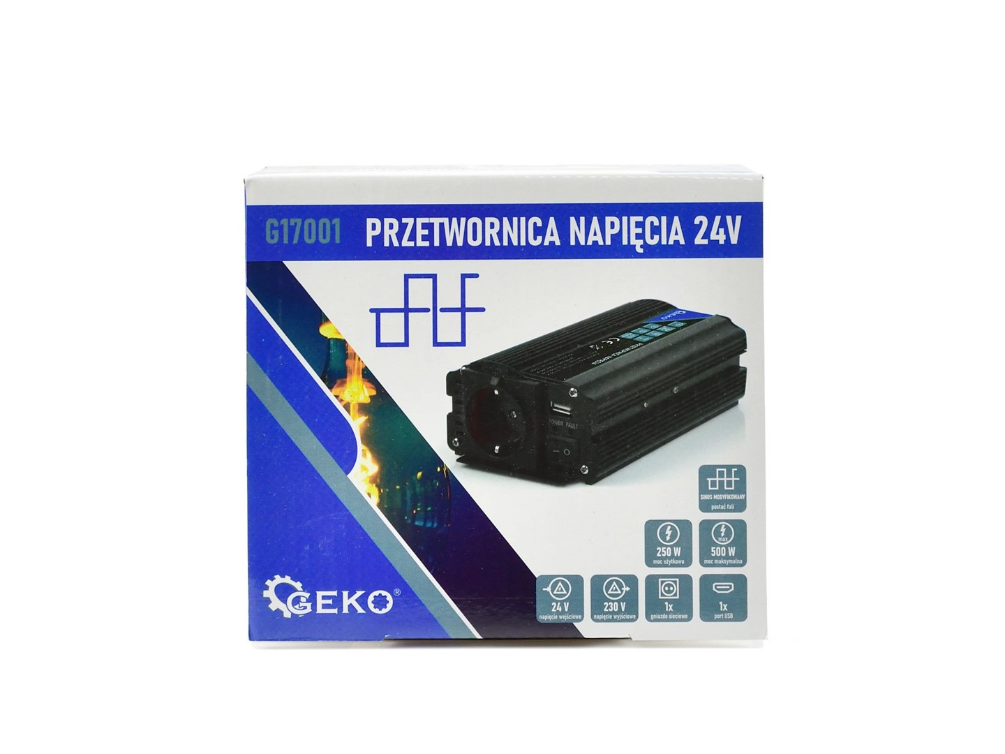 Sprieguma pārveidotājs 24V/230V, 250/500W, G17001 GEKO