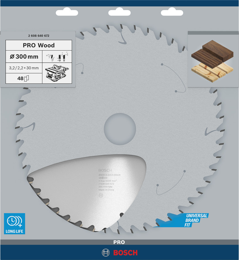 Ripzāģa disks 300x30 mm zāģa galdiem, Galda zāģiem PRO WOOD RIPZĀĢA ASMENS, 2608640672, BOSCH