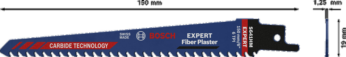 1 Zobenzāģa asmens S641HM Fiber Plasterboard, Zobenzāģiem EXPERT FIBER PLASTER S641HM ASMENS, 2608900407, BOSCH