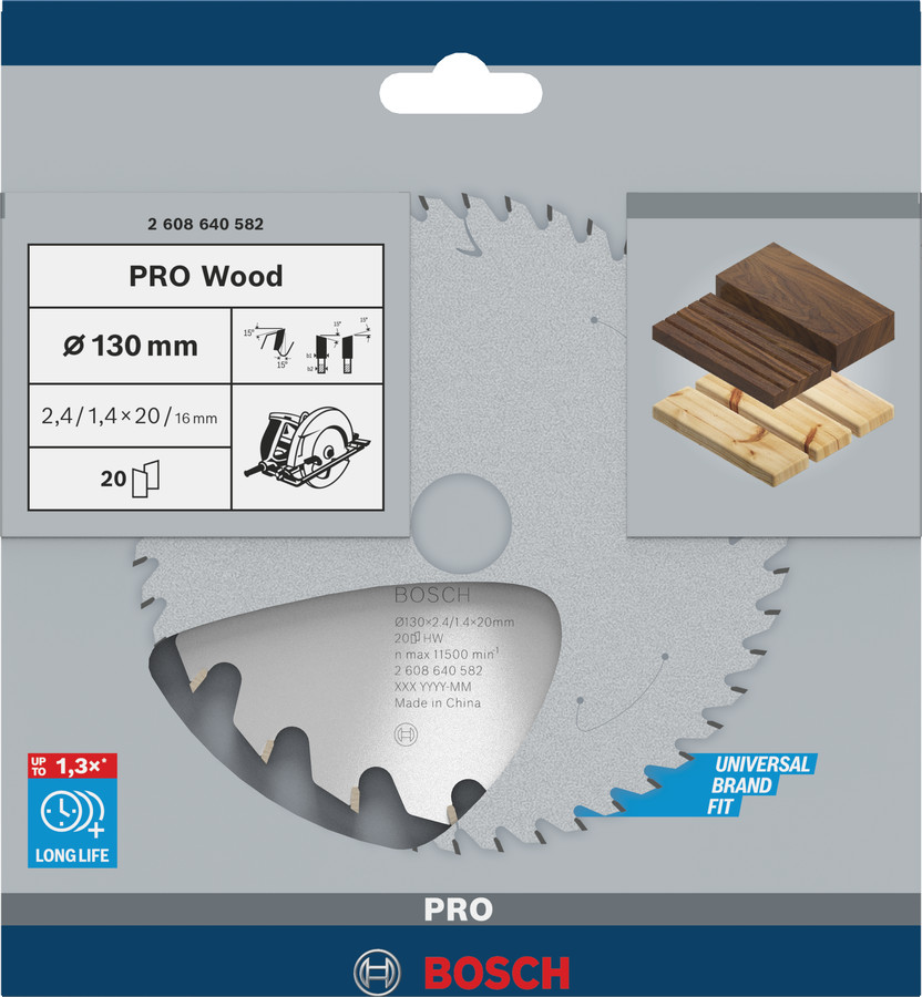 Ripzāģa disks 130x16mm Optiline Wood, Rokas ripzāģiem PRO WOOD RIPZĀĢA ASMENS, 2608640582, BOSCH