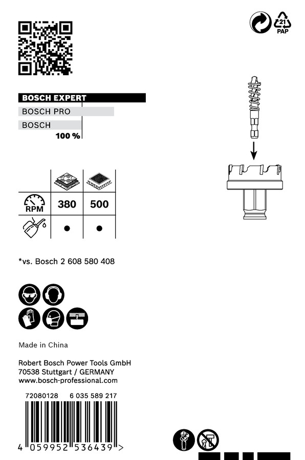 Karbīda caurumzāģis Carbide Sheet Metal 32mm, Urbjmašīnām/skrūvgriežiem, triecienurbjmašīnām/triecienskrūvgriežiem EXPERT SHEET METAL PC PLUS CAURUMZĀĢIS, 2608900497, BOSCH