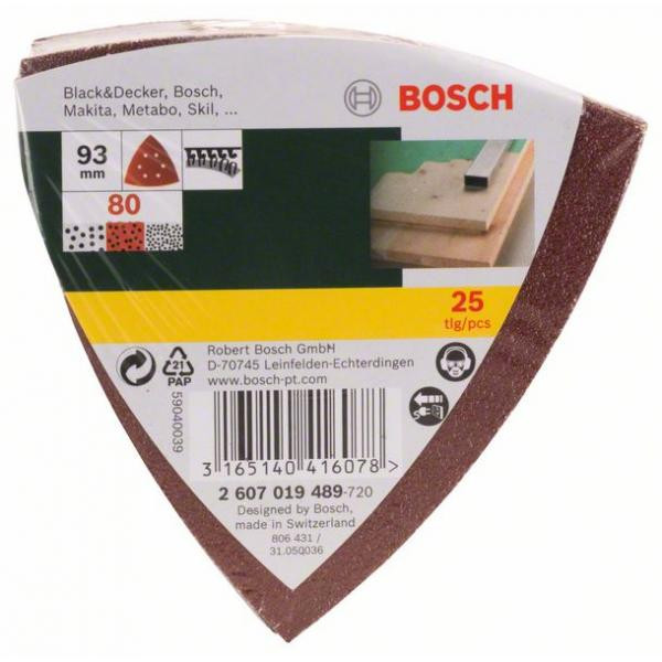 Delta slīppapīri K 60 25 gab., SANDING SHEET SET FOR DELTA SANDERS (25 PCS.), 2607019488 BOSCH