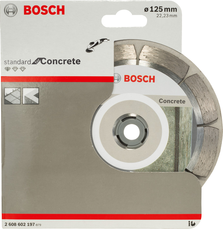 Dim. griešanas ripa BPE 125x22.23 mm, Mazām leņķa slīpmašīnām DIMANTA GRIEZĒJDISKS STANDARD FOR CONCRETE, 2608602197 BOSCH