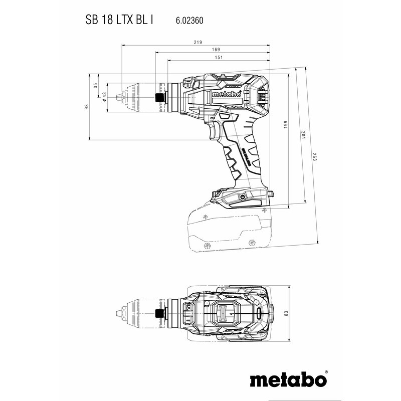 Akumulatora triecienurbjmašīna SB 18 LTX BL I 130/65Nm 2x5.2Ah; 602360650 METABO