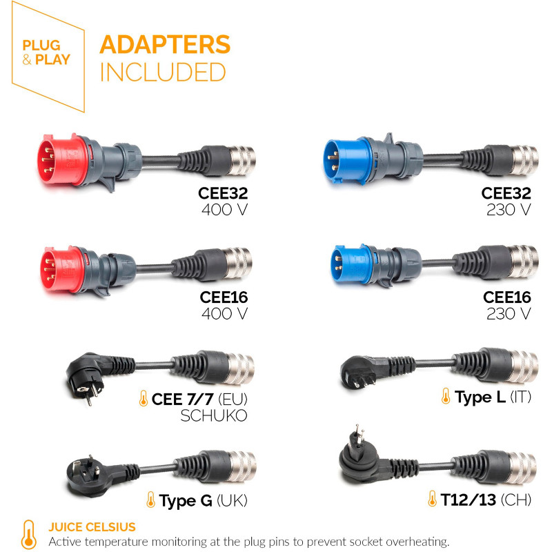 Elektromobilio pakrovėjas Juice Booster3 air EUROPE Traveller Set, antracitas/juodas, 1,4-11kW, 3,1m; EL-JB3AG3 SULČIŲ TECHNOLOGIJA