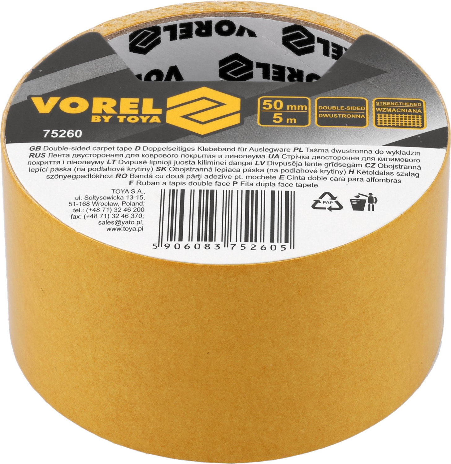 DOUBLE-SIDED CARPET TAPE 50MMx5M 75260 VOREL