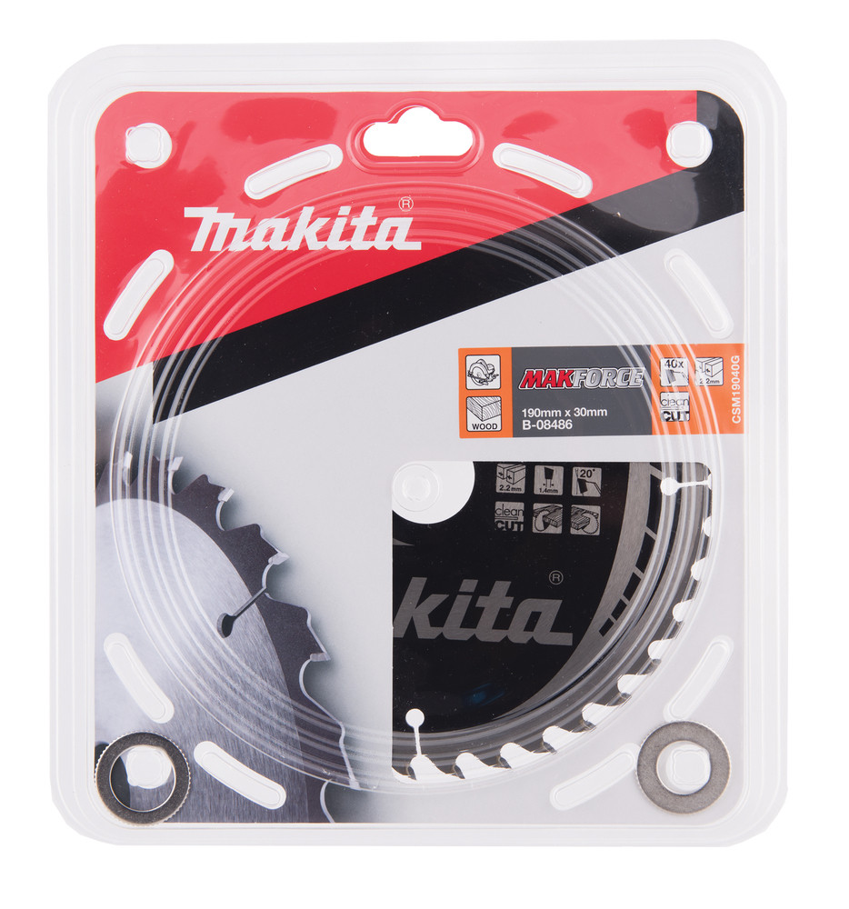 T.C.T. Zāģripa MAKFORCE 190X2.2X30mm 20° T40, B-08486 MAKITA