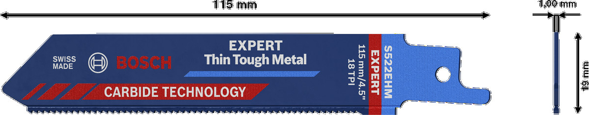 1 Zobenzāģa asmens S522EHM Thin Tough Metal, Zobenzāģiem EXPERT THIN TOUGH METAL S522EHM ASMENS, 2608900359, BOSCH