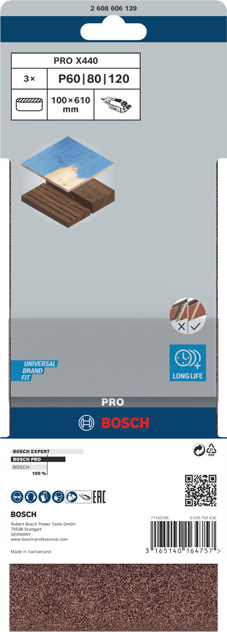 Lentes slīpmašīnām PRO X440 SLĪPLENTA, 2608606139 BOSCH