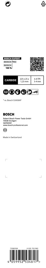 1 Zobenzāģa asmens S1156XHM Multi Material, Zobenzāģiem EXPERT MULTI MATERIAL S1156XHM ASMENS, 2608900391, BOSCH