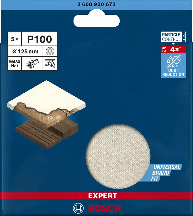 Abrazīvais sieta disks EXPERT M480 125mm G100 (5gab.) 2608900672 BOSCH