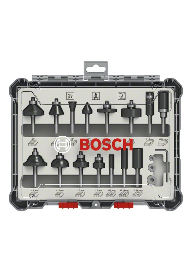 Frezų rinkinys (15 vnt.) 1/4" 2607017473 BOSCH