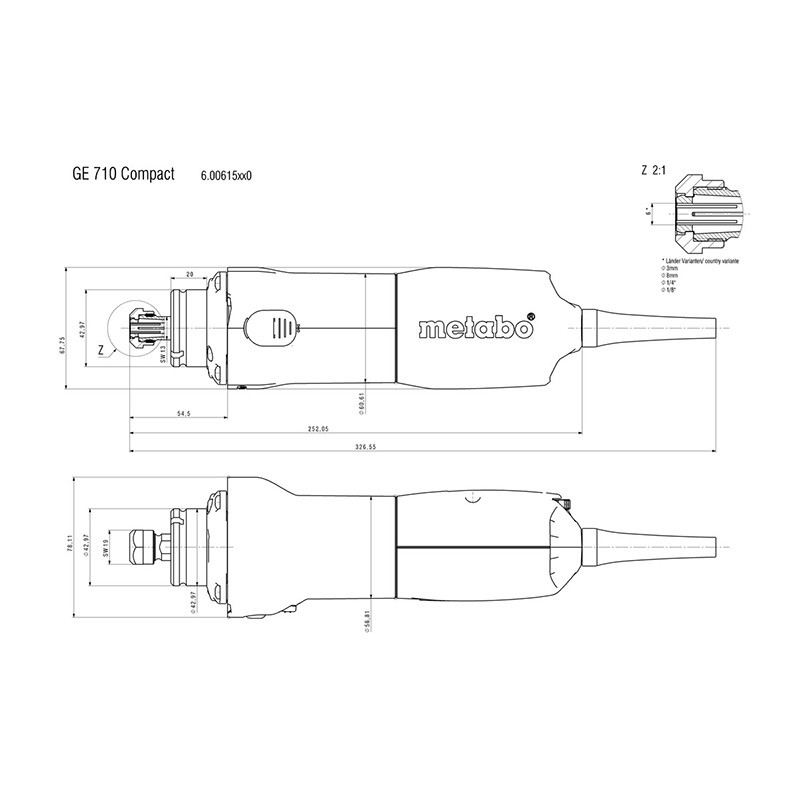 Galda slīpmašīna 710W, 6mm, GE 710 COMPACT; 600615000 METABO