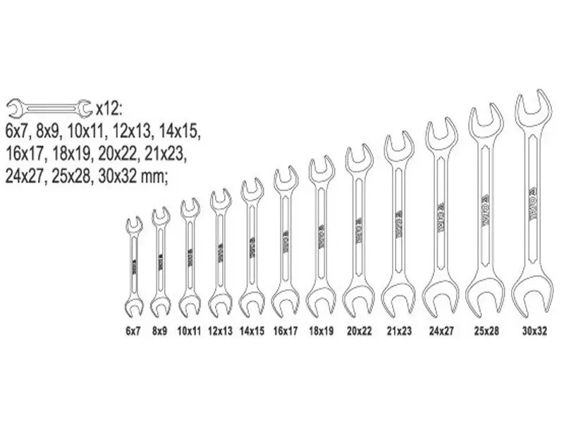 Dvipusių raktų rinkinys 6-32mm (12 vnt.) YT-0381 YATO