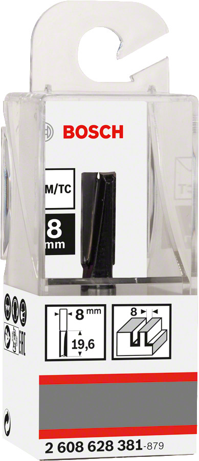 Pirkstfrēze frēze HM B=8 mm, l=20 mm,kāts 8mm, Rokas frēzēm, malu frēzēm GROPJU FRĒZE STANDARD FOR WOOD, 2608628381, BOSCH