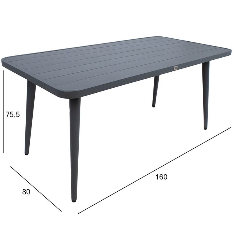 Stalas WALES 160x80xH75,5cm tamsiai pilkas 77706 HOME4YOU