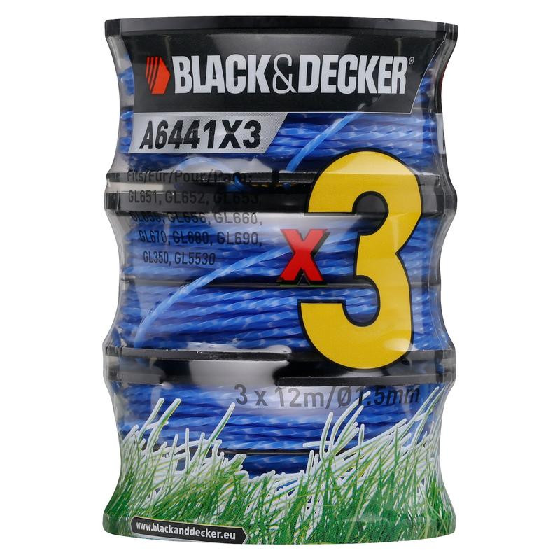 3x spole dubultā 2x 6m x 1.6mm A6441X3-XJ BLACK DECKER