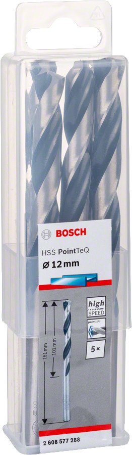 Urbis metālam PointTeQ 12 x 101 x 151mm, 5 gab., Urbjmašīnām/skrūvgriežiem POINTTEQ HSS SPIRĀLVEIDA URBIS, 2608577288, BOSCH