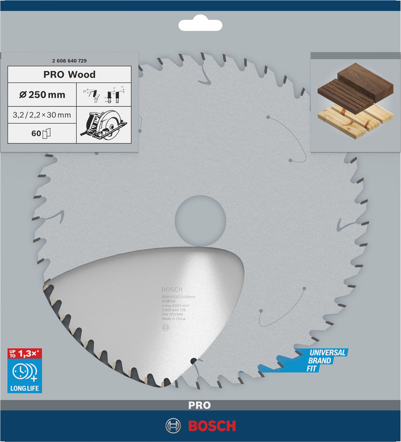 Ripzāģa disks 250x30mm Optiline Wood, Rokas ripzāģiem PRO WOOD RIPZĀĢA ASMENS, 2608640729, BOSCH