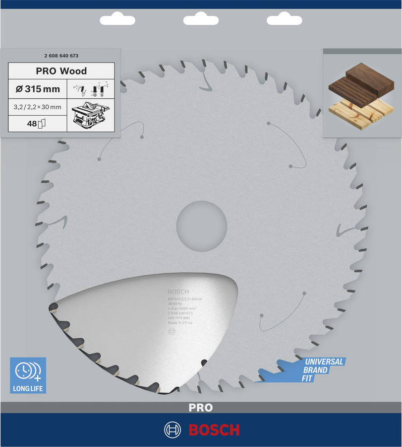 Ripzāģa disks 315x30 mm, Galda zāģiem PRO WOOD RIPZĀĢA ASMENS, 2608640673, BOSCH