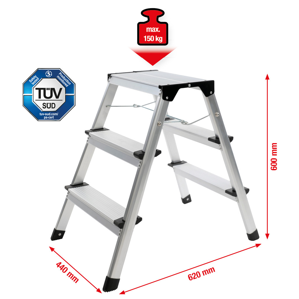 Kopėčios 2 x 3 pakopos 150kg 800.0965 KSTOOLS