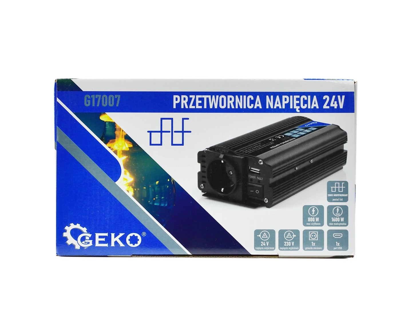 Sprieguma pārveidotājs 24V/230V, 800/1600W, G17007 GEKO