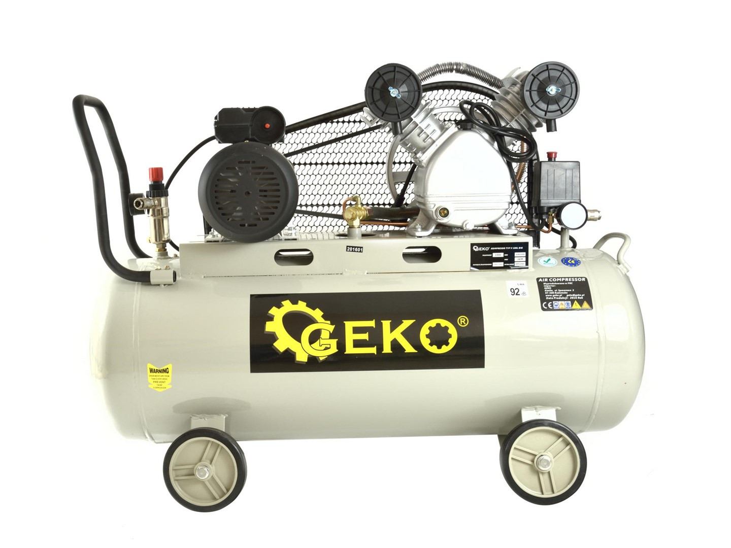 100L Eļļas gaisa kompresors V-Twin, 9 bar, 390 L/min, G80309 GEKO