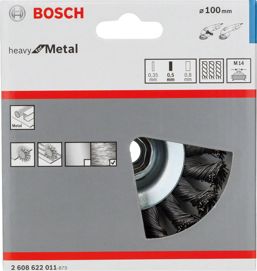 Metāla suka leņķa slīpm. D 100 mm, 1gab., Mazām leņķa slīpmašīnām PRO METAL HEAVY KONUSVEIDA SUKA, 2608622011, BOSCH