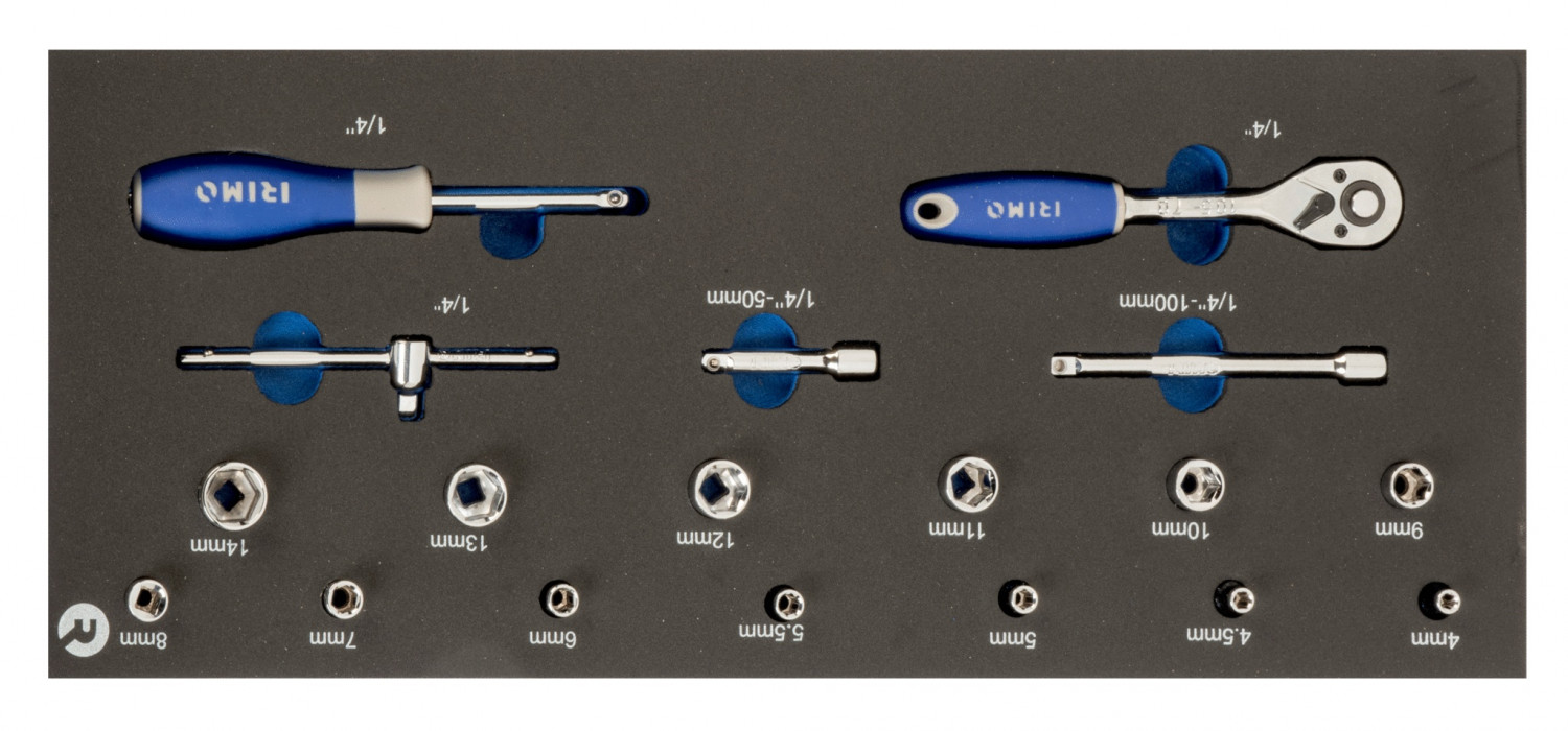 Muciņatlēgu komplekts ar reverso atslēgu (18gab.) 1/4" IFF1E016 IRIMO