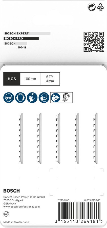 3 figūrzāģa asmeņi T 144 DP, Figūrzāģiem PRO WOOD PRECISE T144DP FIGŪRZĀĢA ASMENS, 2608633A31, BOSCH