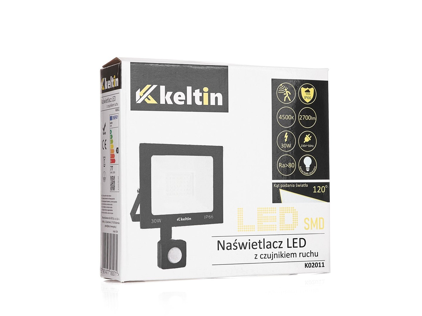 LED prožektors ar kustības sensoru, 30W, neitrāli balts 4500K, K02011, Keltin