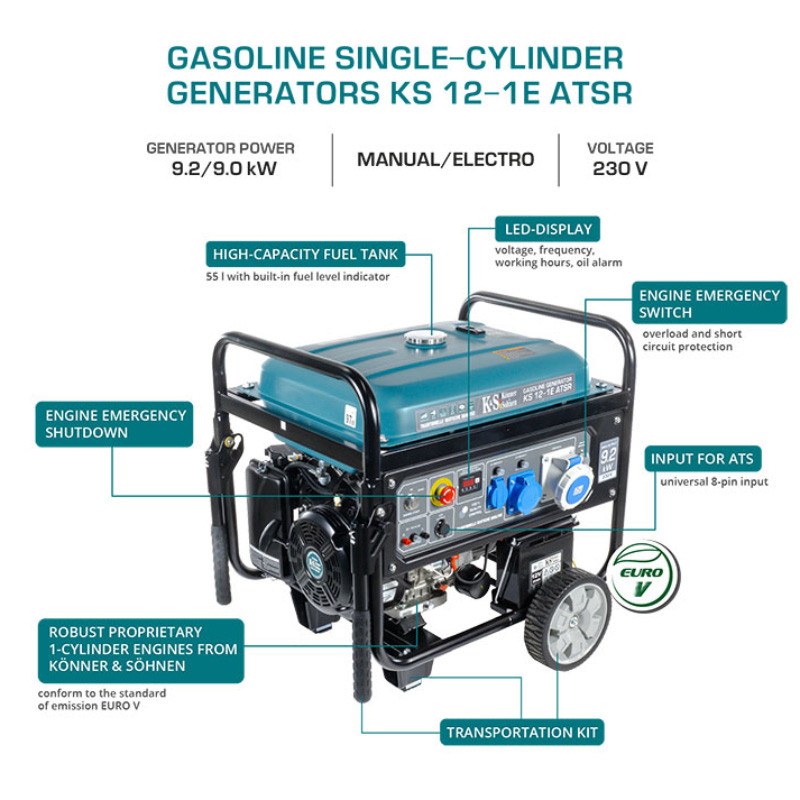 Benzīna ģenerators KS 12-1E ATSR 9000W KONNER & SOHNEN