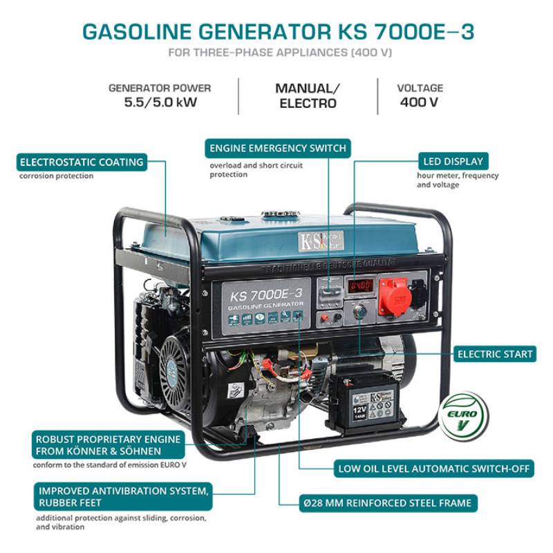 Benzīna ģenerators KS 7000E-3 400V 5500W KONNER & SOHNEN