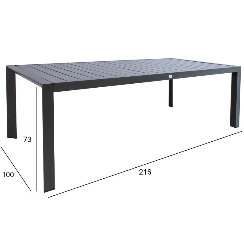 Stalas TOMSON 216x100xH73cm, tamsiai pilkas, 25164 Allit