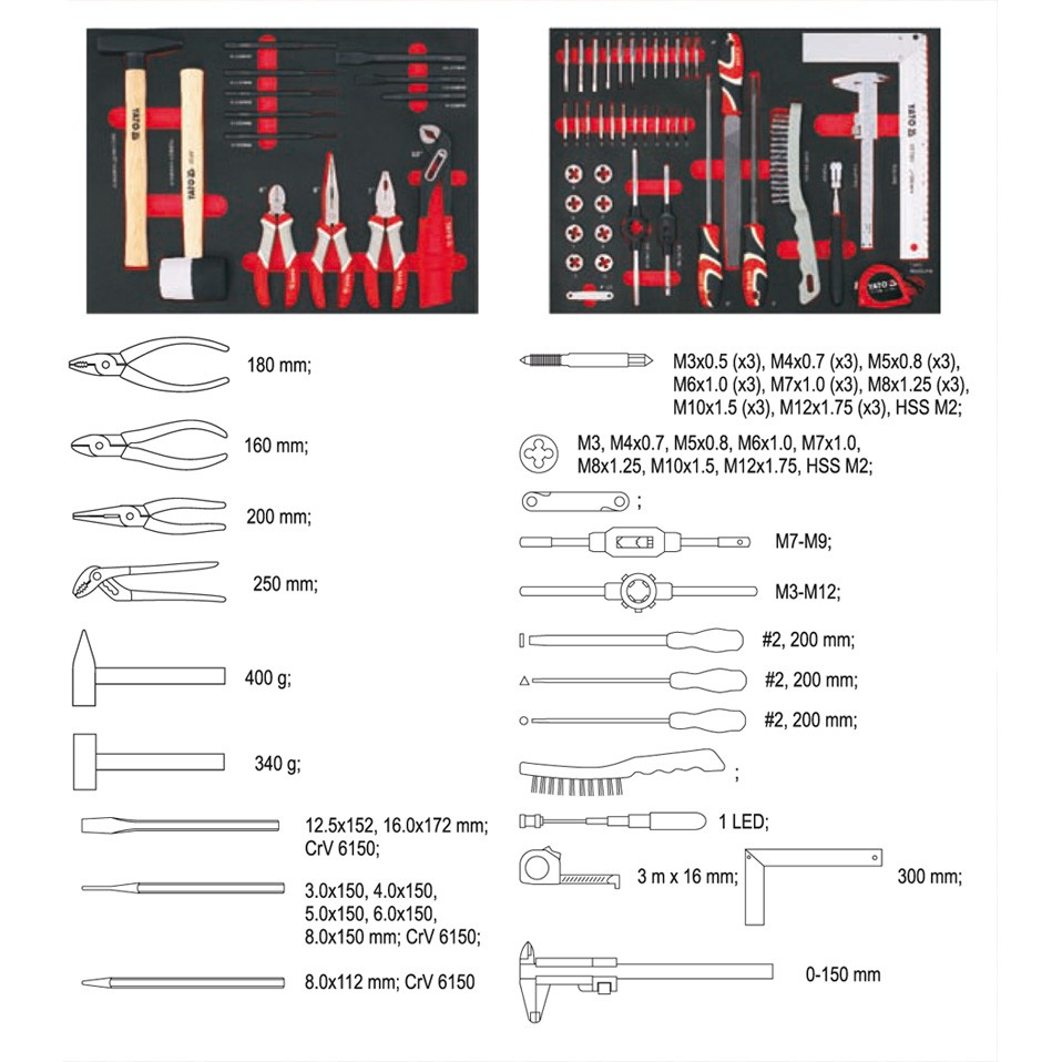 Roller Cabinet W. Tools 211Pcs YT-55290 YATO