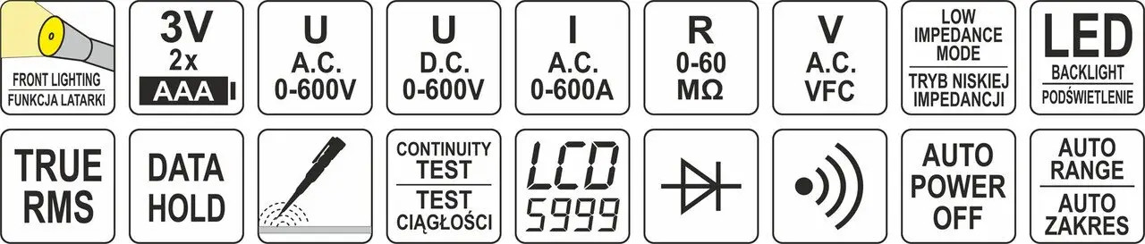 Multimetras su spaustuku 0-600V YT-73092 YATO