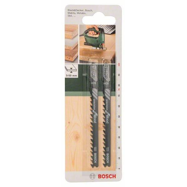 2 figūrzāģa asmeņi  HCS T 144 DP. 74mm, HCS JIGSAW BLADE, T 144 DP "PRECISION FOR WOOD", 2609256726 BOSCH