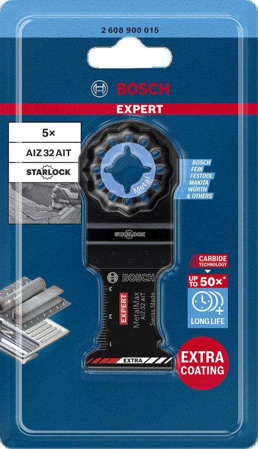 Starlock AIZ32AIT 5 gab., Svārstību daudzfunkcionālajiem darbarīkiem EXPERT AIZ 32 AIT METALMAX GREMDZĀĢĒŠANAS ASMENS, 2608900015, BOSCH