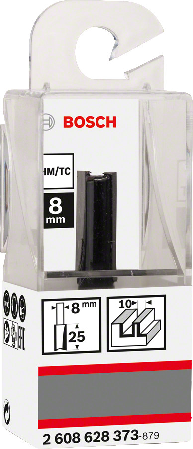 Pirkstfrēze frēze HM B=10 mm, l=25 mm,kāts 8mm, Rokas frēzēm, malu frēzēm GROPJU FRĒZE STANDARD FOR WOOD, 2608628373, BOSCH