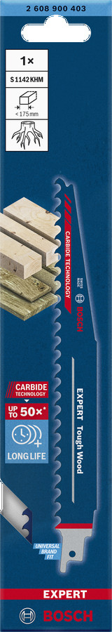 1 Zobenzāģa asmens S1142KHM Thick Tough Wood, Zobenzāģiem EXPERT TOUGH WOOD S1142KHM ASMENS, 2608900403, BOSCH