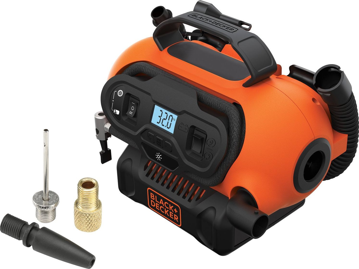 BLACK + DECKER akumuliatorinis kompresorius BDCINF18N-QS, 18 voltų, 11 bar, oro siurblys (oranžinis / juodas, be akumuliatoriaus ir įkroviklio)